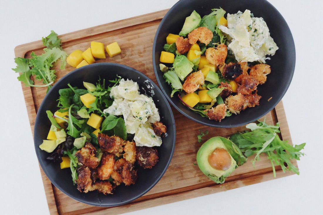 Coconut Prawns + Mango & Potato Salad